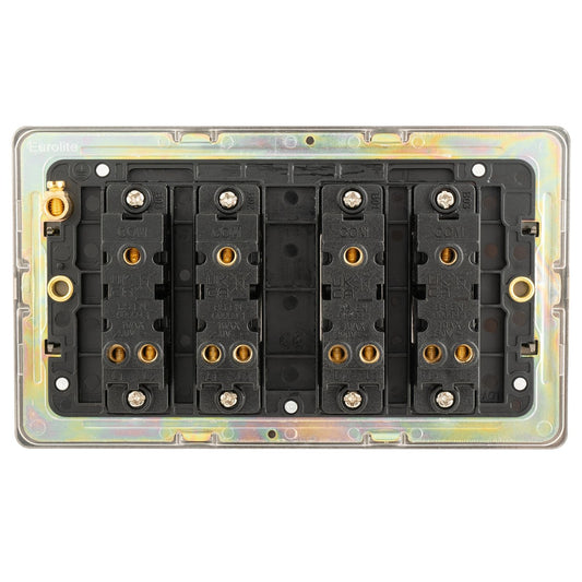 Concealed 3mm 4 Gang Switch - Antique Brass