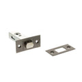 Atlantic Tubular Deadbolt in a silver finish, available in sizes 2.5", 3", and 4", includes a rectangular strike plate. The deadbolt features a rounded bolt design for enhanced security.