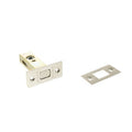 Atlantic Tubular Deadbolt in a silver finish, measuring 2.5", 3", and 4", including a strike plate. The deadbolt features a rectangular shape with two mounting holes for secure installation.