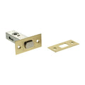 Atlantic Tubular Deadbolt – 2.5", 3" & 4" with a brass finish and metal body, includes a matching strike plate for installation.