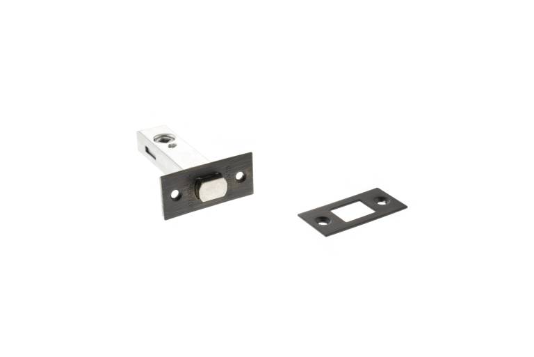 Atlantic Tubular Deadbolt – 2.5", 3" & 4" in chrome and black finishes, featuring a square shape and metal construction, with a bolt and strike plate included for secure door locking.