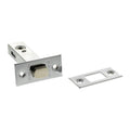 Atlantic Tubular Deadbolt in chrome finish, measuring 2.5", 3", and 4". The set includes the deadbolt and a matching strike plate, featuring a hexagonal bolt mechanism.