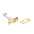 Atlantic Tubular Deadbolt – 2.5", 3" & 4" in a metal finish, featuring a silver body with a gold faceplate and matching strike plate. This deadbolt is designed for security with a single cylinder mechanism.