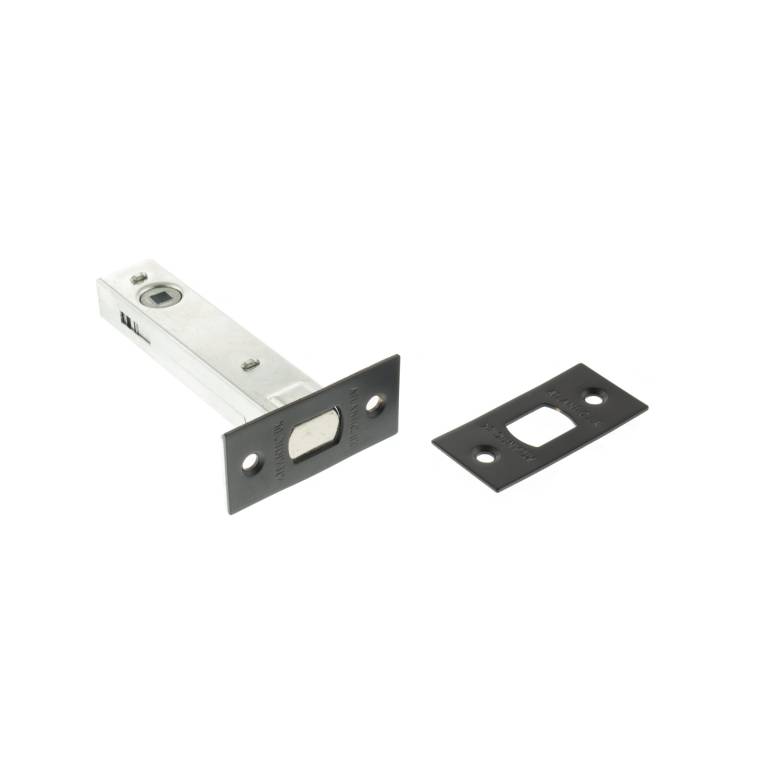 Atlantic Tubular Deadbolt available in 2.5", 3", and 4" sizes, featuring a metal body with a silver finish and a black strike plate. The deadbolt is designed for secure locking applications.
