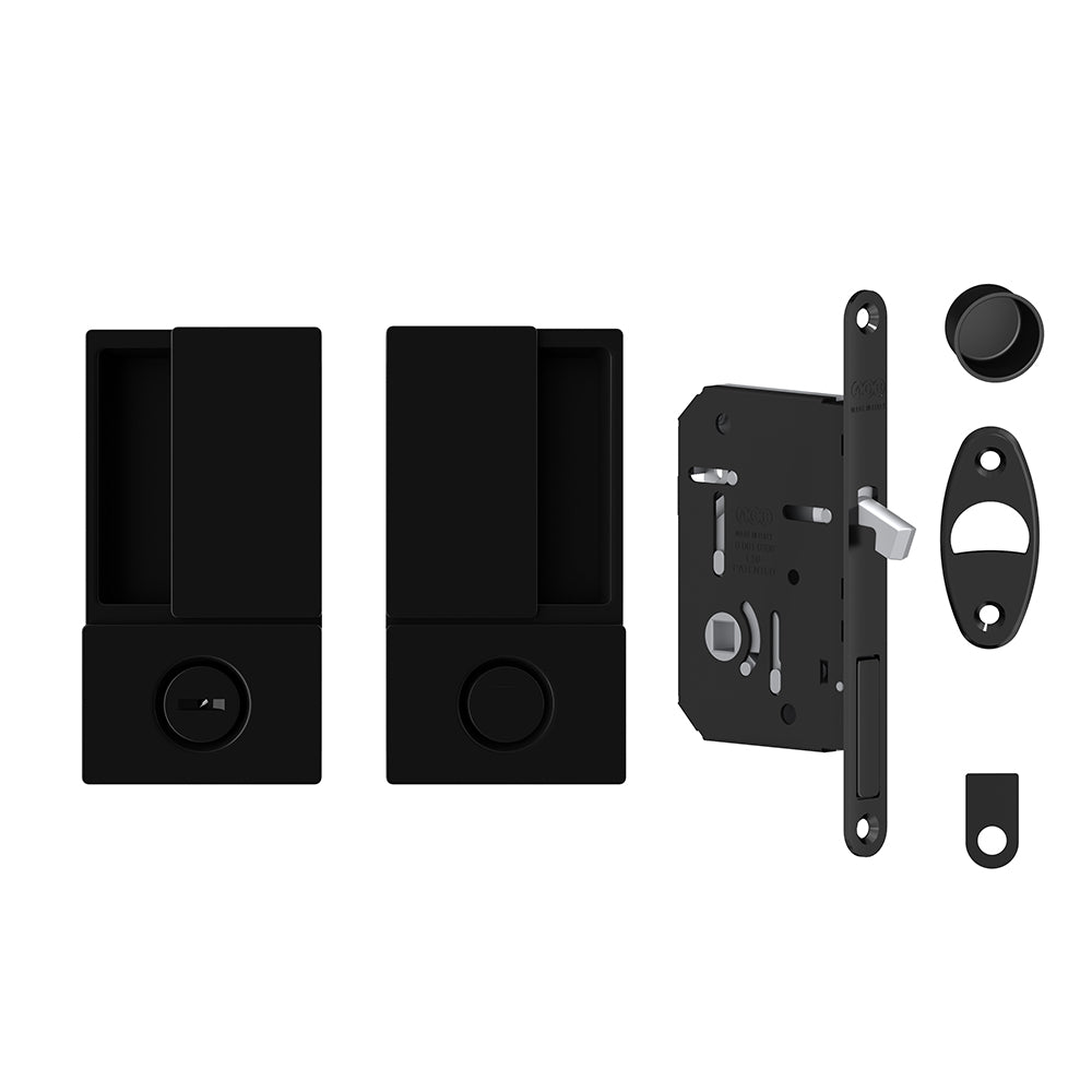 AGB Wave Pocket Door Handle & Lock Set