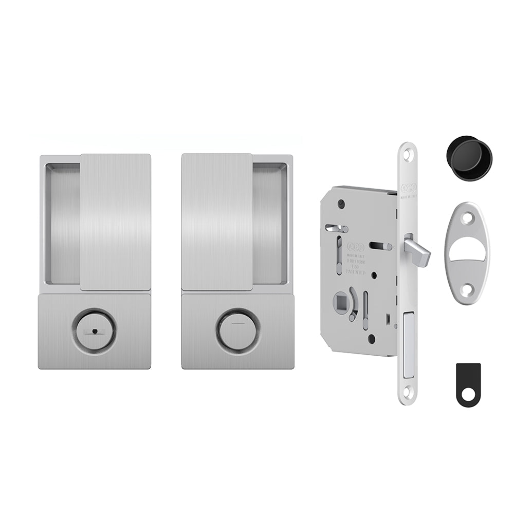 AGB Wave Pocket Door Handle & Lock Set