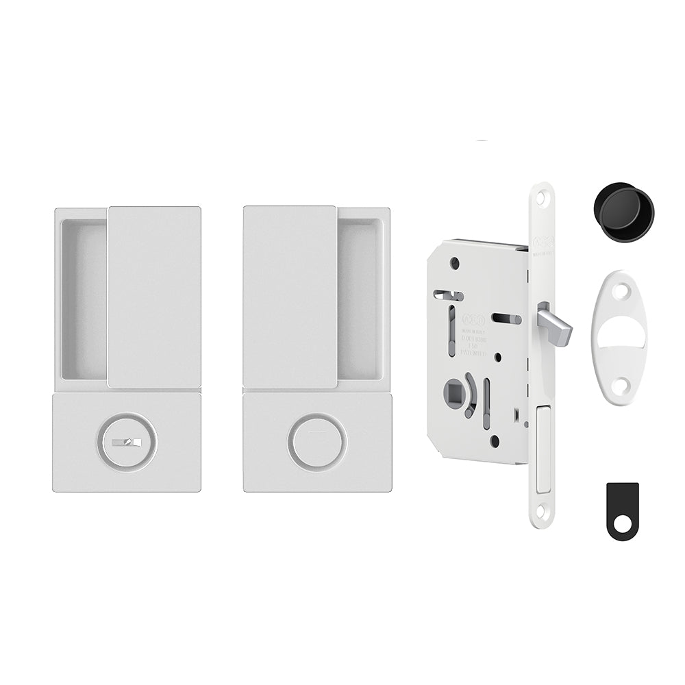 AGB Wave Pocket Door Handle & Lock Set