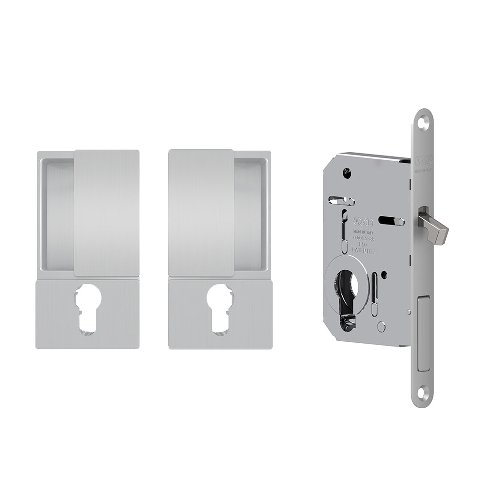 AGB Wave Pocket Door Handle & Lock Set