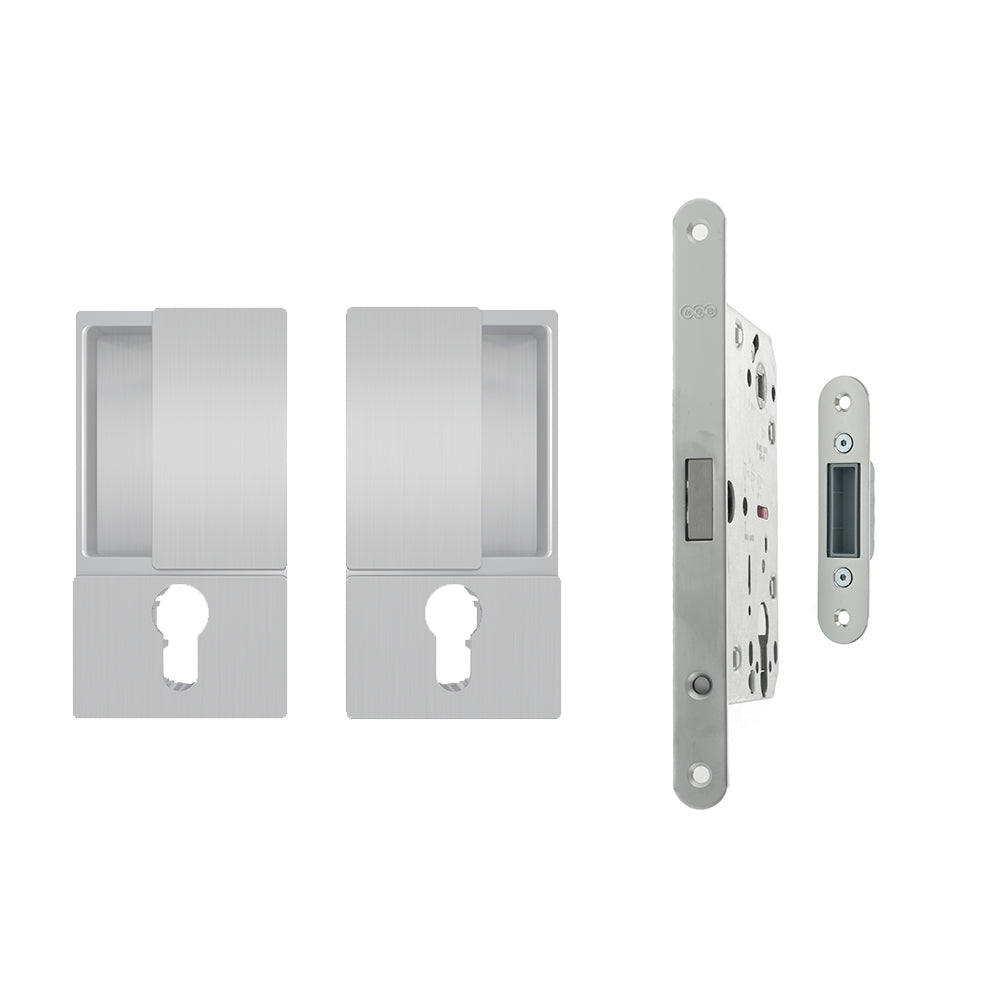 AGB Wave Flush Door Handle & Lock Set