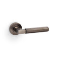 Knurled Hurricane Lever on Round Rose Antique Brass Love Handles uk