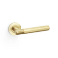 Knurled Spitfire Lever on Round Rose Satin Brass PVD Love Handles uk