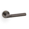 Reeded Spitfire Lever on Round Rose Dark Bronze PVD Love Handles uk