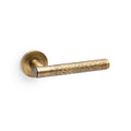 Hammered Spitfire Lever on Round Rose Italian Brass Love Handles uk