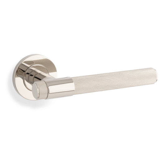 Kingston Knurled Lever on Round Rose Polished Nickel Love Handles uk