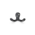 Alexander & Wilks Victorian Double Robe Hook in a matte black finish, featuring two curved arms and two mounting holes for easy installation.