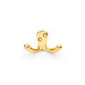 Alexander & Wilks Victorian Double Robe Hook in polished gold finish, featuring two curved hooks for hanging, made of durable metal with pre-drilled holes for easy mounting.