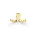 Alexander & Wilks Victorian Double Robe Hook in polished gold finish, featuring two curved hooks and two mounting holes for secure installation.