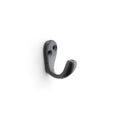 Alexander & Wilks Victorian Single Robe Hook in black, featuring a curved design with two mounting holes for secure installation.
