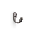 Alexander & Wilks Victorian Single Robe Hook in a brushed nickel finish, featuring a sleek, curved design with two mounting holes for installation on walls.