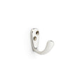 Alexander & Wilks Victorian Single Robe Hook, featuring a polished chrome finish, shown with a smooth, curved design and two screw holes for wall mounting.