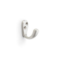 Alexander & Wilks Victorian Single Robe Hook in brushed nickel finish, featuring a simple curved design and two mounting holes for secure installation on a wall.