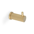 Alexander & Wilks Brunel Reeded Coat Hook in brushed gold, featuring a cylindrical design with vertical grooves and a protruding knob, affixed to a round base.