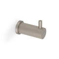 Alexander & Wilks Brunel Reeded Coat Hook in a sleek, brushed metal finish, featuring a cylindrical shape with a ribbed texture and a side post for added functionality.