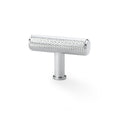 Alexander & Wilks Crispin Knurled T-Bar Cupboard Knob in polished chrome finish, featuring a textured design and a cylindrical base for mounting.
