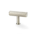 Alexander & Wilks Crispin Knurled T-Bar Cupboard Knob in brushed nickel, featuring a textured cylindrical handle with a T-shaped design, mounted on a small round base.