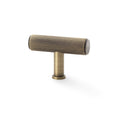 Crispin Reeded T-Bar Cupboard Knob Antique Brass 55mm Love Handles uk