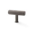 Crispin Reeded T-Bar Cupboard Knob Dark Bronze PVD 55mm Love Handles uk
