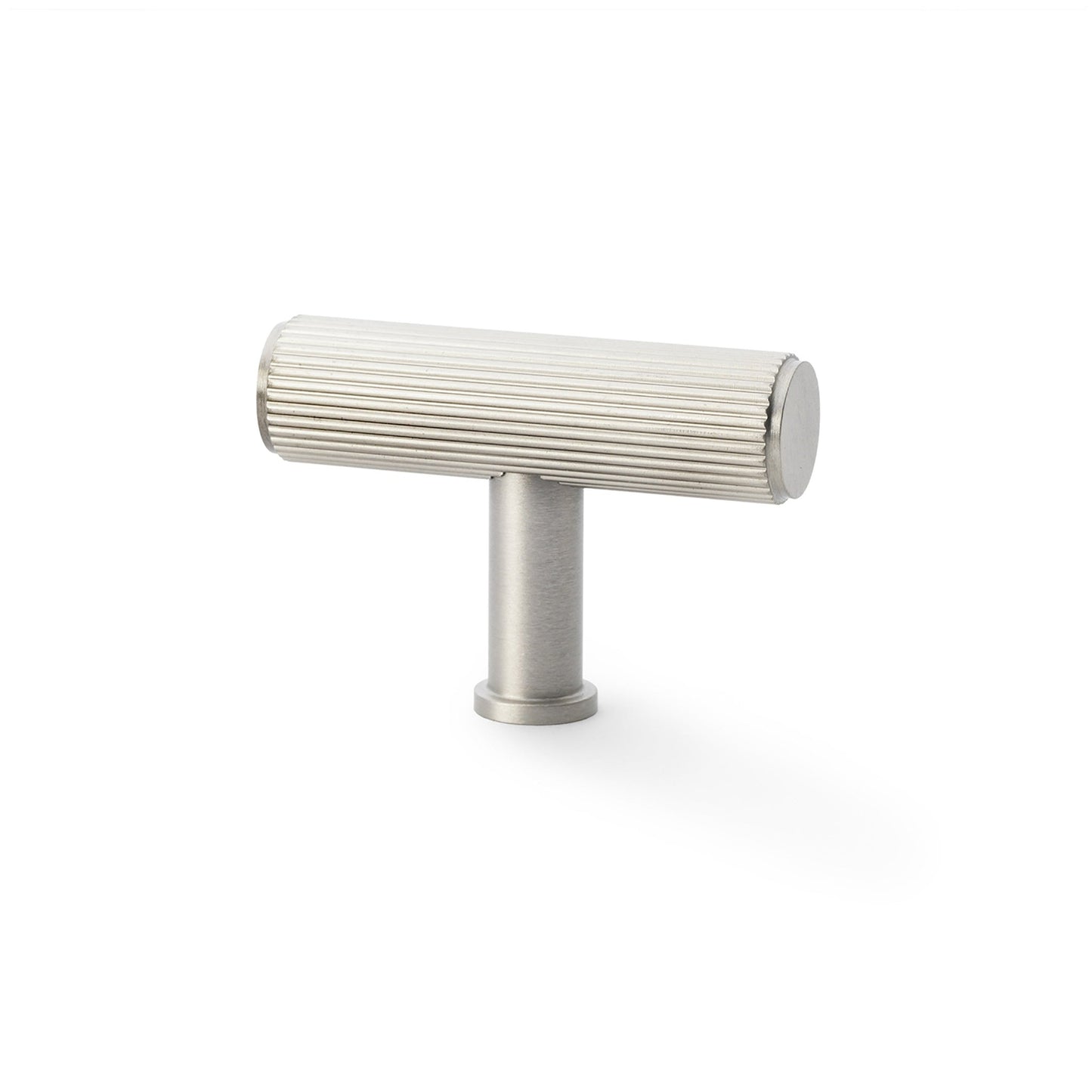 Crispin Reeded T-Bar Cupboard Knob Satin Nickel 55mm Love Handles uk