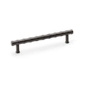 Alexander & Wilks Crispin Bamboo T-Bar Cupboard Pull Handle in a dark finish, featuring a textured design with a straight bar shape and two mounting posts on either end.
