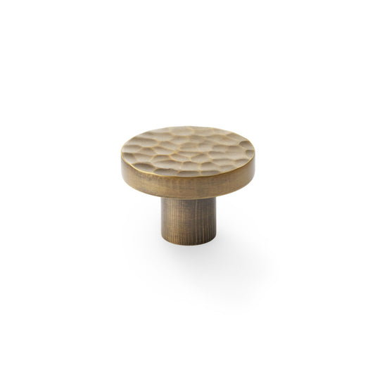 Hanover Hammered Cupboard Knob Antique Brass 38mm
