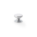 Alexander & Wilks Waltz Round Cupboard Knob on Stepped Rose in brushed silver finish, featuring a smooth, rounded top and a stepped base design.