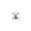 Alexander & Wilks Waltz Round Cupboard Knob on Stepped Rose in a brushed nickel finish, featuring a smooth, round top and a stepped base for a classic design.