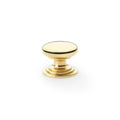 Alexander & Wilks Waltz Round Cupboard Knob on Stepped Rose in polished gold finish, featuring a smooth rounded top and a stepped base design.