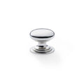 Alexander & Wilks Waltz Round Cupboard Knob on Stepped Rose in polished chrome finish, featuring a smooth round top and a stepped base design for a classic look.