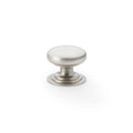 Alexander & Wilks Waltz Round Cupboard Knob on Stepped Rose in brushed nickel finish, featuring a rounded knob design with a stepped base for easy grip.