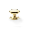 Alexander & Wilks Waltz Round Cupboard Knob on Stepped Rose in polished brass, featuring a round design with a stepped base for easy gripping.