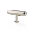 Alexander & Wilks Vesper Hex T-Bar Cabinet Knob in a polished nickel finish, featuring a rectangular bar shape and circular ends, designed for cabinet or drawer installations.
