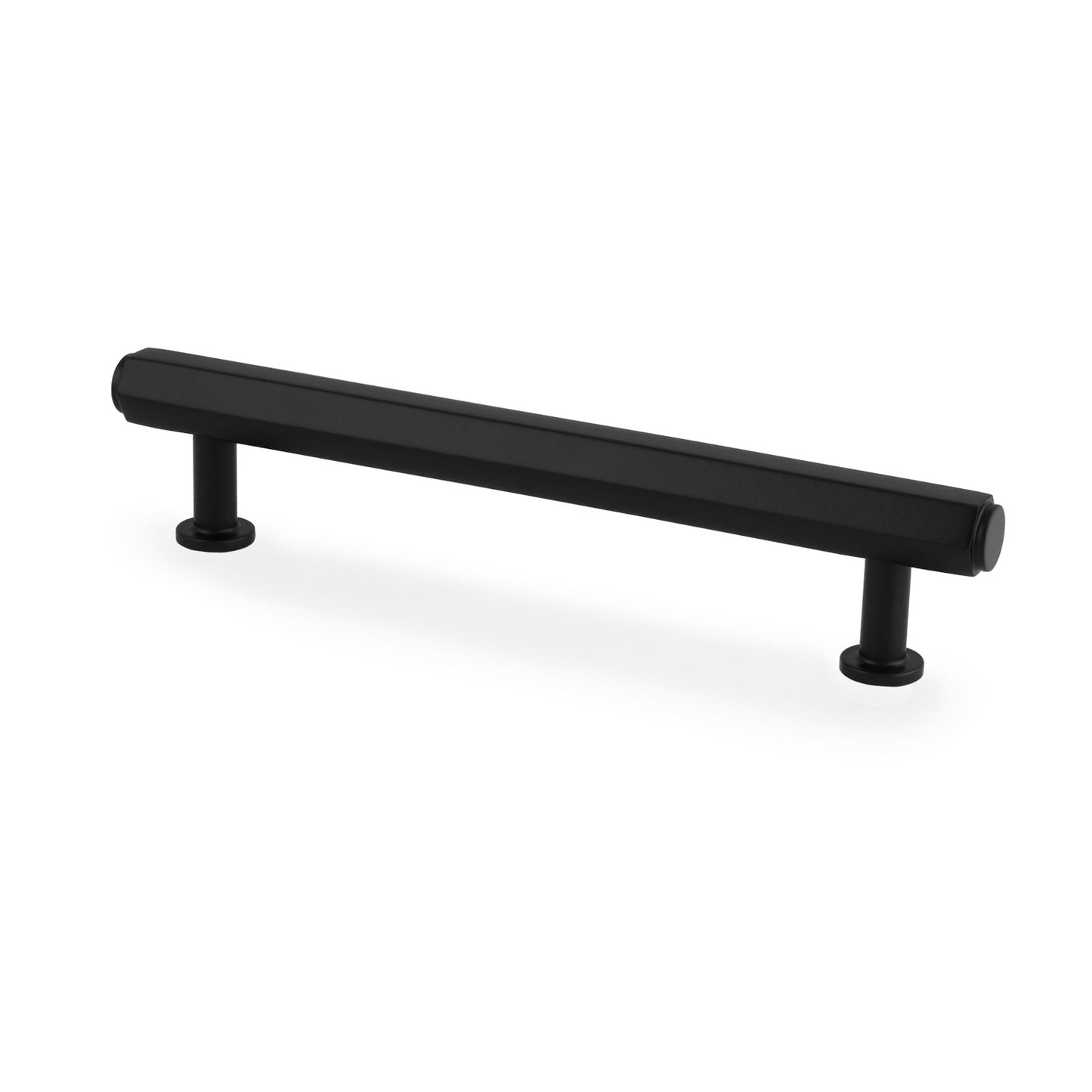 Alexander & Wilks Vesper Hex T-Bar Cabinet Pull in black, featuring a sleek cylindrical design with two rounded posts for mounting. The pull is made of durable metal, providing a modern accent for cabinetry.