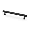 Alexander & Wilks Vesper Hex T-Bar Cabinet Pull in black, featuring a sleek, straight design with two cylindrical bases for mounting.