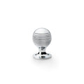 Alexander & Wilks Caesar Cupboard Knob on Round Rose in polished chrome finish, featuring a rounded design with concentric grooves and a sturdy base.