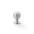 Alexander & Wilks Caesar Cupboard Knob on Round Rose in stainless steel, featuring a round, ribbed design and a sturdy base, providing a sleek and modern look for cabinetry.