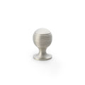 Alexander & Wilks Caesar Cupboard Knob on Round Rose in a brushed nickel finish, featuring a round shape with ridged detailing and a sturdy base for installation.