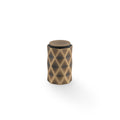Alexander & Wilks Diamond Cut Cylinder Cabinet Knob in a bronze finish, featuring a textured diamond cut design. The knob has a cylindrical shape with a slightly tapered body and a smooth top.
