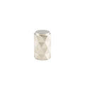 Alexander & Wilks Diamond Cut Cylinder Cabinet Knob in a textured white finish with a shiny silver top, featuring a geometric pattern on the body.