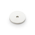 Alexander & Wilks Circular Backplate in a polished silver finish, featuring a round shape with a central drilled hole for mounting.