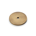 Alexander & Wilks Circular Backplate in a brushed brass finish, featuring a round design with a central hole for mounting. The plate offers a smooth surface and simple, functional shape suitable for various lighting fixtures.